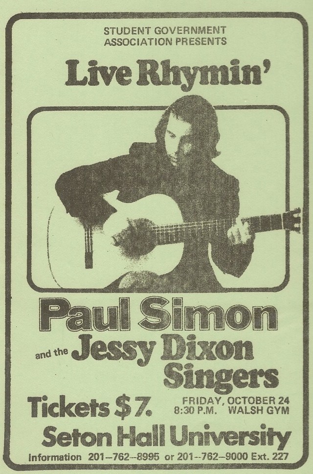 Paul Simon advert - Seton Hall 10-24-75