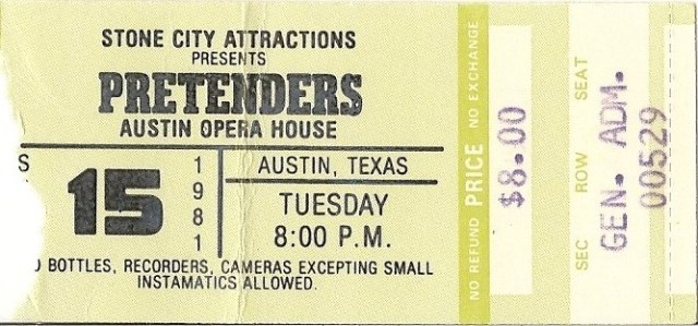 The Pretenders - Austin Opera House - 9-15-81