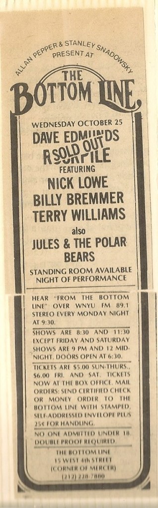 Dave Edmunds - Bootom Line ad