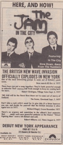 The Jam CGBG - Record Advert